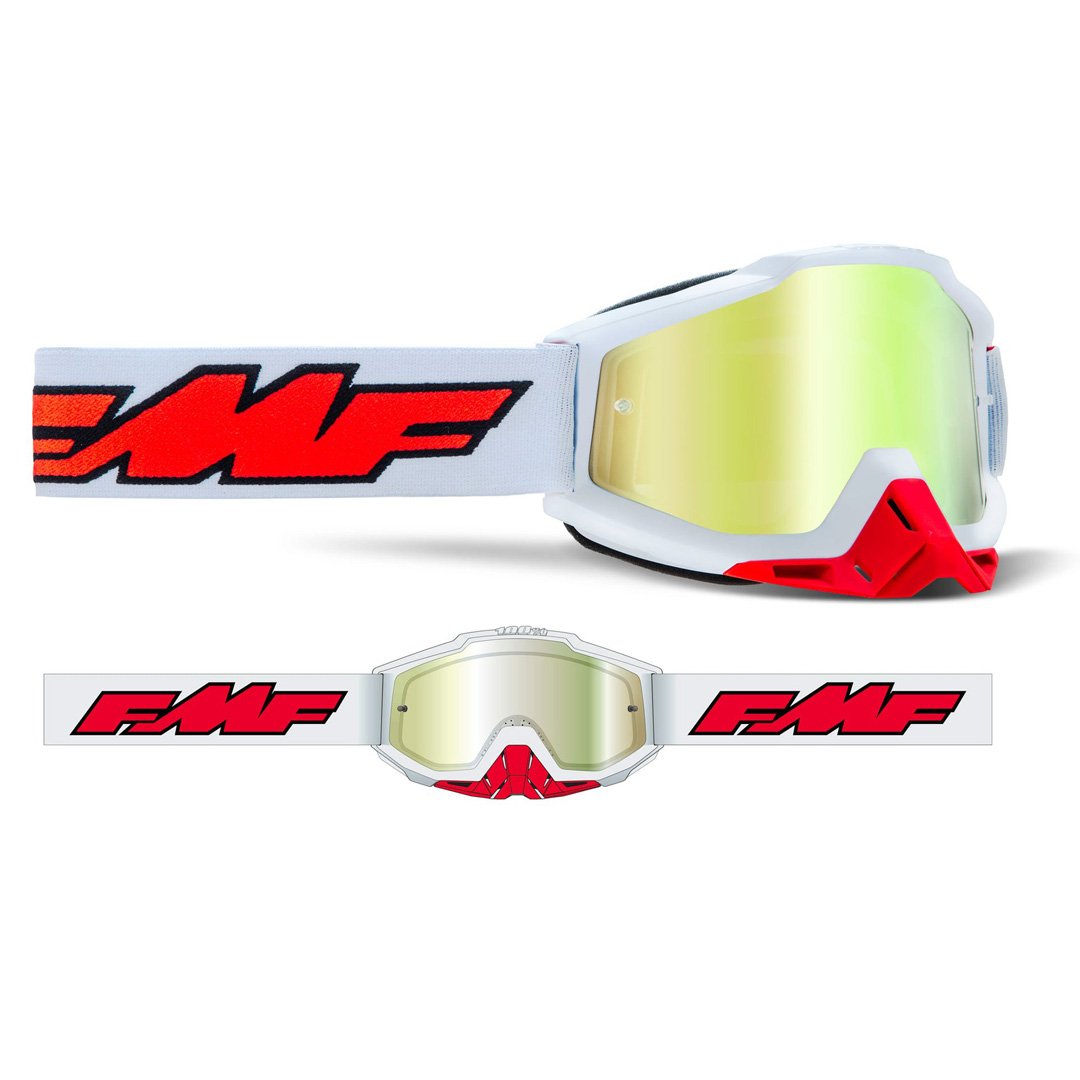 1 FMF PowerBomb Goggle Rocket White with True Gold Lens - Image 2