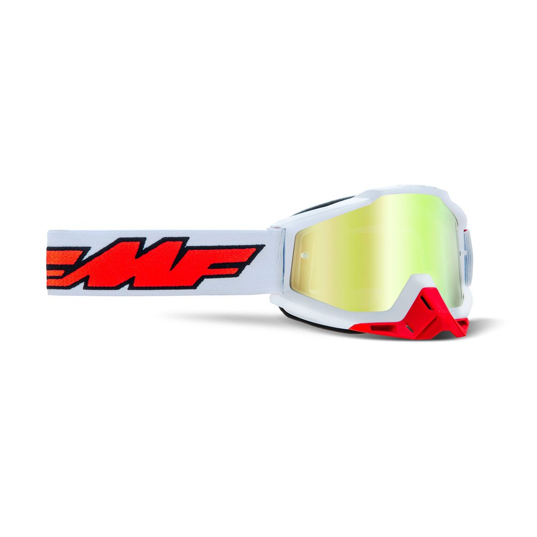 2 FMF PowerBomb Goggle Rocket White with True Gold Lens - Image 1