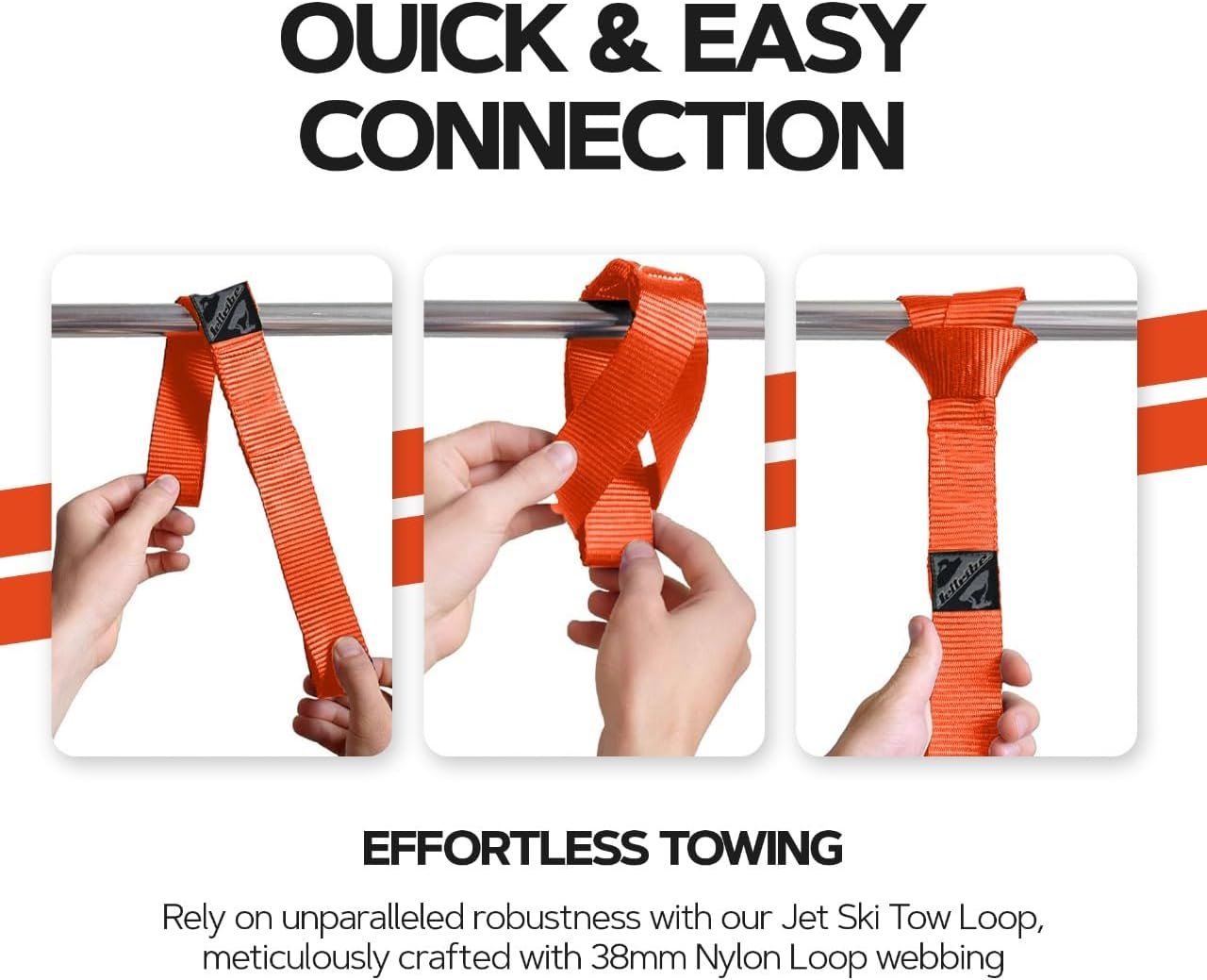 61TnJiXen8L._AC_SL1280_ Jettribe Jet Ski Tow Loop | Bow Tow Strap | Easy Quick Connect (Orange) - Image 2